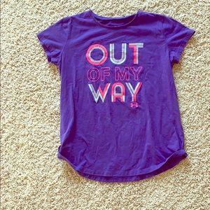 Under armor purple “ out of my way” t-shirt